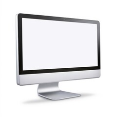 Fototapeta premium A sleek, modern desktop monitor with a blank screen, ideal for showcasing digital workspace concepts, technology, or online learning themes, Perfect for presentations, advertisements