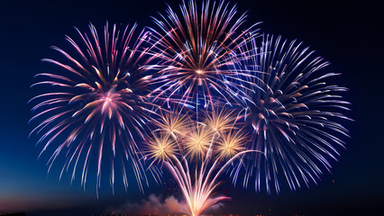 Obraz premium A vibrant and dynamic image of fireworks lighting up the night sky