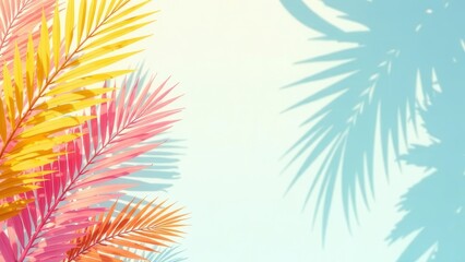 Tropical leaves frame providing vibrant colors and space for text for summer-themed designs and presentations. Generative AI