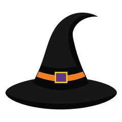 Black Halloween Witch Hat Vector Illustration ? Cartoon Clipart & Line Art Design.eps