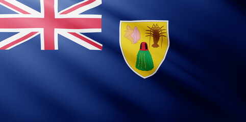 Waving flag of Turks and Caicos Islands. National flag of Turks and Caicos Islands background