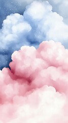 Fototapeta premium A watercolor painting of pink and blue clouds in the sky