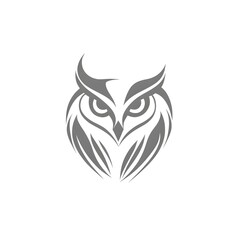 Obraz premium Simple Grey Owl Bird icon logo symbol