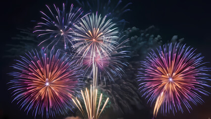 A vibrant and dynamic image of fireworks lighting up the night sky