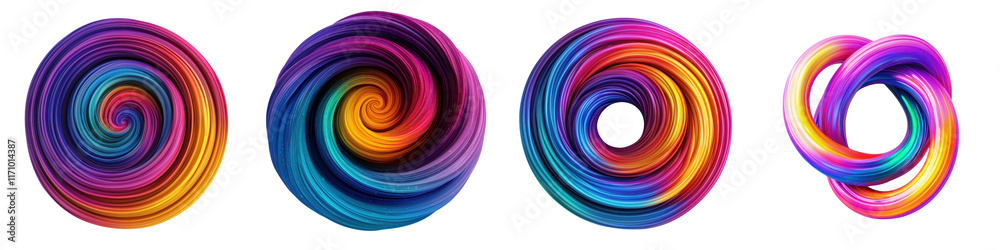 Wall mural colorful swirling vortex of abstract fluid shapes and patterns