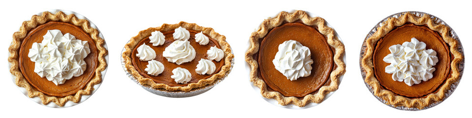 Artfully Crafted Pumpkin Pies and Tarts Adorned with Whipped Cream Topping