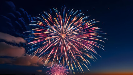 A vibrant and dynamic image of fireworks lighting up the night sky