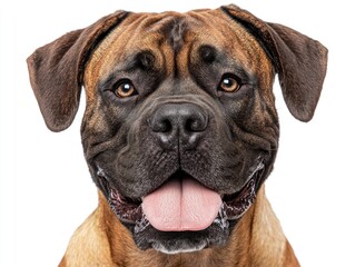 Fototapeta premium A close-up portrait of a happy dog with a playful expression.