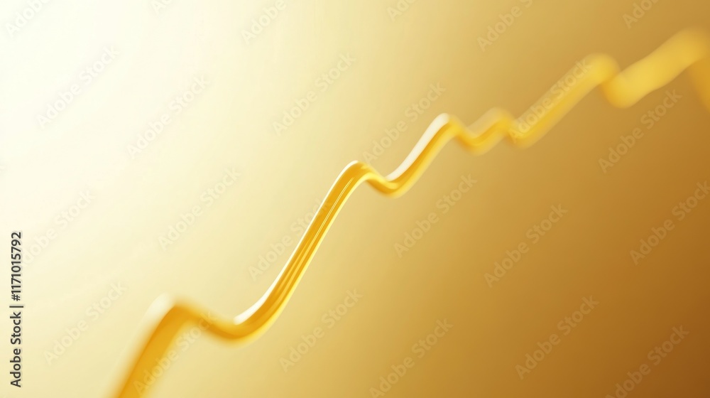 Poster Abstract golden upward trend line graph on blurred background.