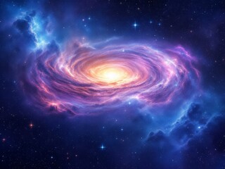 Obraz premium Galactic Glow: The Mystical Beauty of a Spiral Galaxy Illustration