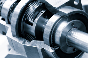 Planetary gear reducer, Engine gear wheels, industrial concept background