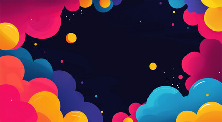 Fototapeta premium Playful Abstract Cloudscape With Bold Colors And Floating Spheres