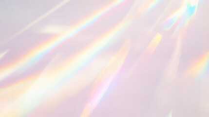 Holographic rainbow light refraction texture overlay with abstract soft bokeh effect on a transparent PNG backdrop. Organic prismatic glow and natural shadows. Background with copy space