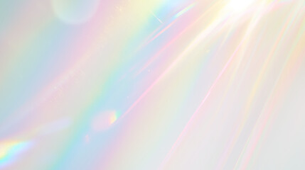 Holographic rainbow light refraction texture overlay with abstract soft bokeh effect on a transparent PNG backdrop. Organic prismatic glow and natural shadows. Background with copy space