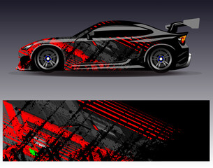 Car wrap design vector. Graphic abstract stripe racing background designs for vehicle, rally, race, adventure and car racing livery	