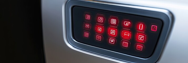 Obraz premium A close-up of a modern control panel with illuminated buttons for various functions.