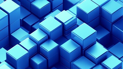 Obraz premium Detailed illustration of a blue 3D cubes background with an isometric perspective, showcasing a minimalist design with sharp edges and clean geometry. The ultra-high-definition captures all nuances.
