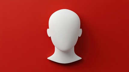 Intense male portrait, head against vibrant red backdrop in contemporary art photography