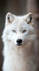 Obraz premium A close up of a white wolf with blue eyes