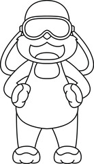 Rabbit Swimming Swimming goggles Animal Vector Graphic Art Illustration