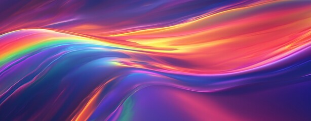 Obraz premium Abstract rainbow waves. A digital illustration with smooth, undulating lines in rich rainbow colors. The textures resemble light waves or shimmers of silk.