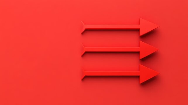 Dynamic interplay of vivid red arrows against a matching red backdrop, creating striking visual.