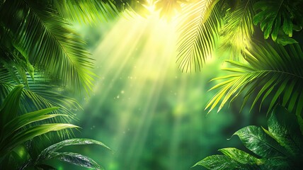 Obraz premium Design a template featuring a lush rainforest to promote nature conservation, with ample copy space.
