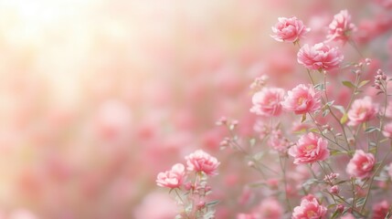 Vibrant pink flowers blossom in a sunny garden during the warm afternoon light