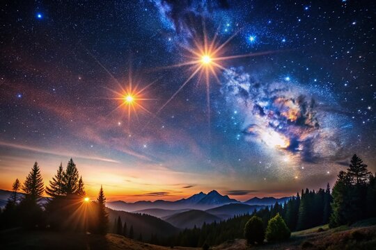 Mizar and Alcor: Double Star System in Ursa Major Constellation - Night Sky Astrophotography