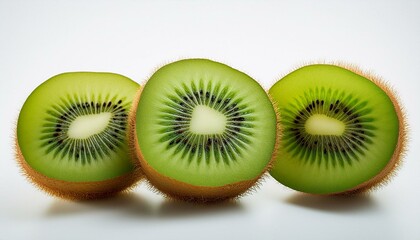 Three Kiwi Fruit Halves: A Vibrant, Close-Up Still Life