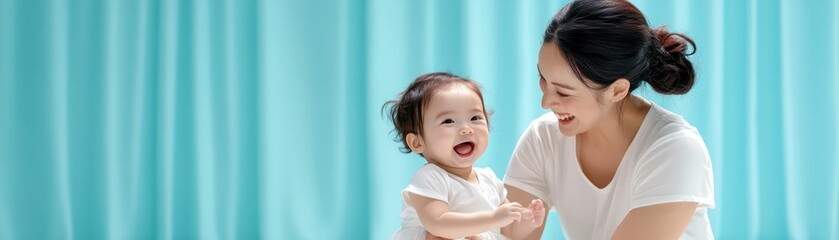 An Asian mother is teaching her child a dance, merging love, tradition, and learning in motion Capturing the heartfelt moment of early childhood development and cultural heritage, where a parent