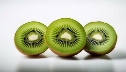 Three Sliced Kiwis: A Vibrant, Clean Minimalist Still Life