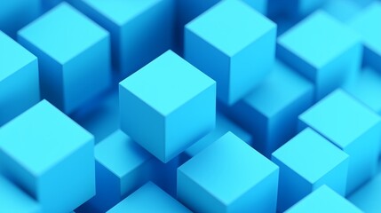 Minimalist abstract background with azure blue 3D cubes in an isometric perspective, featuring a smooth, clean design with subtle gradients. The HD capture highlights the depth and detail.