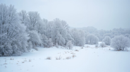 Obraz premium Snow-covered trees in a winter landscape