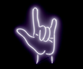 Obraz premium Rock Hand Neon Sign