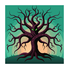 Horror tree vector illustration. Halloween background
