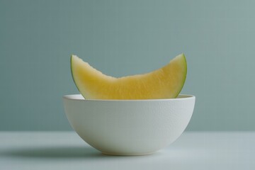 Slice of Yellow Watermelon in White Bowl