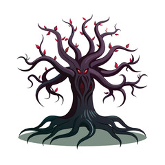 Horror tree vector illustration. Halloween background