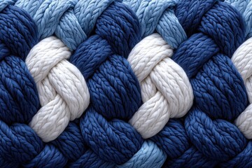 Intertwined Blue and White Knitted Texture