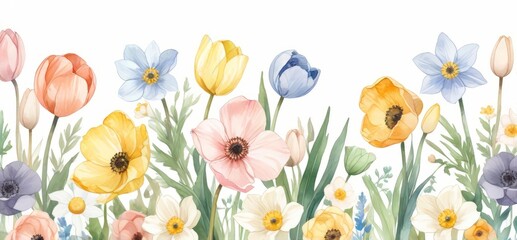 flores silvestres estilo acuarela . tarjeta