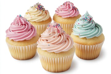 Delicious Cupcakes with Colorful Frosting and Sprinkles