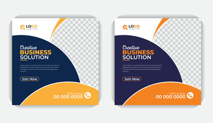 Corporate style simple layout Social media square banner template, Business promotional social media post banner design, with 2 color variation
