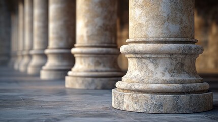 Ancient stone pillars lined up in a row.