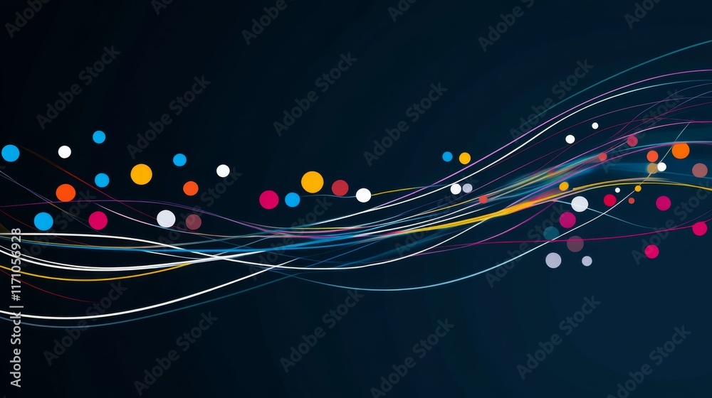Leinwandbilder an abstract financial graph with curved lines and colorful dots, symbolizing growth and trends in bu