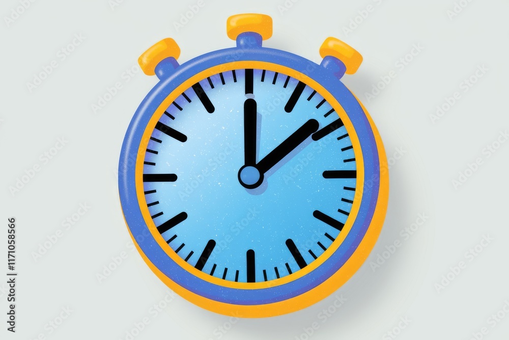 Poster a vibrant blue and yellow stopwatch displays the time, emphasizing the concept of time management an