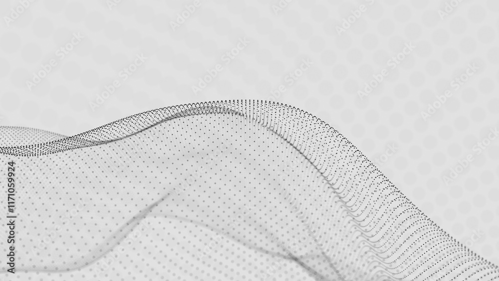 Aufkleber minimalist abstract wave with dotted pattern on white background