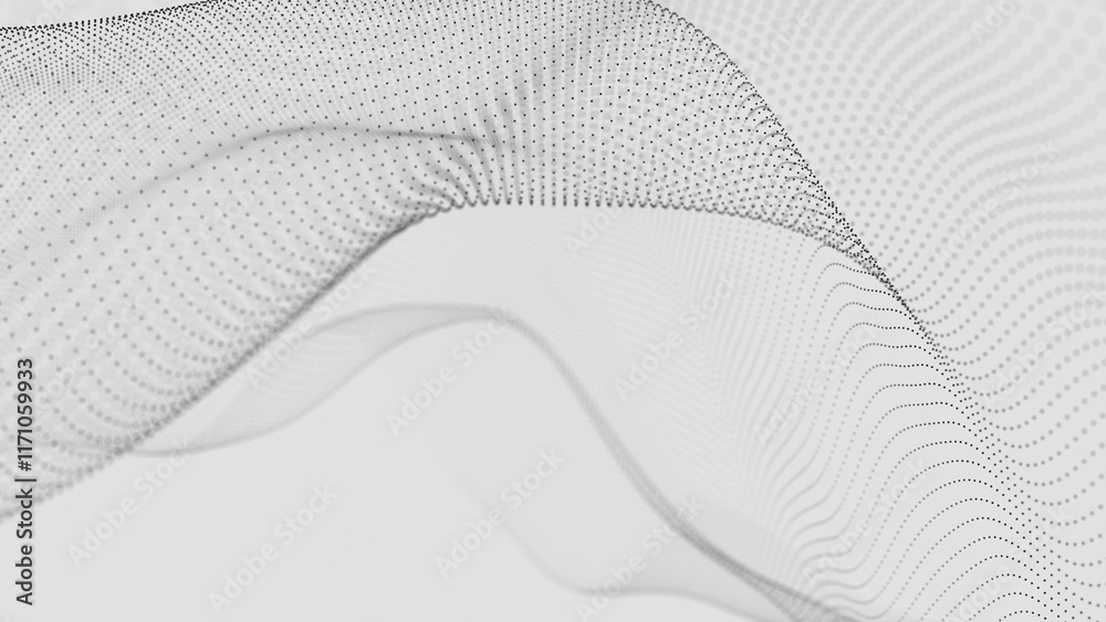Poster minimalist abstract wave with dotted pattern on white background