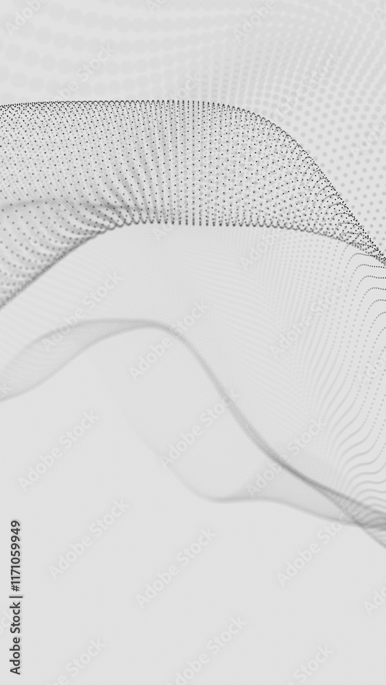 Poster Minimalist Abstract Wave with Dotted Pattern on White Background