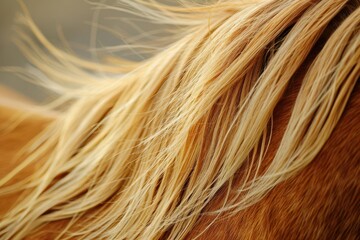 Close-up of a horse's mane, showcasing its texture and color.
