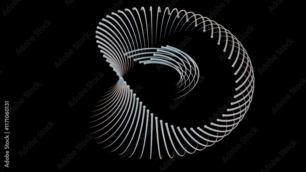 Leinwandbilder abstract 3d spiral structure with smooth curves on black background